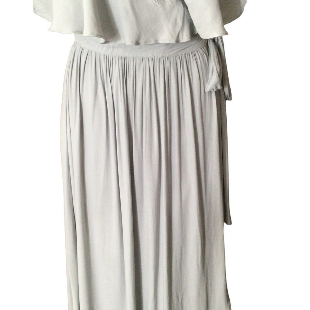 Free People Blue Gray Embroidered Fiona Maxi True Wrap Dress - Picture 14 of 15